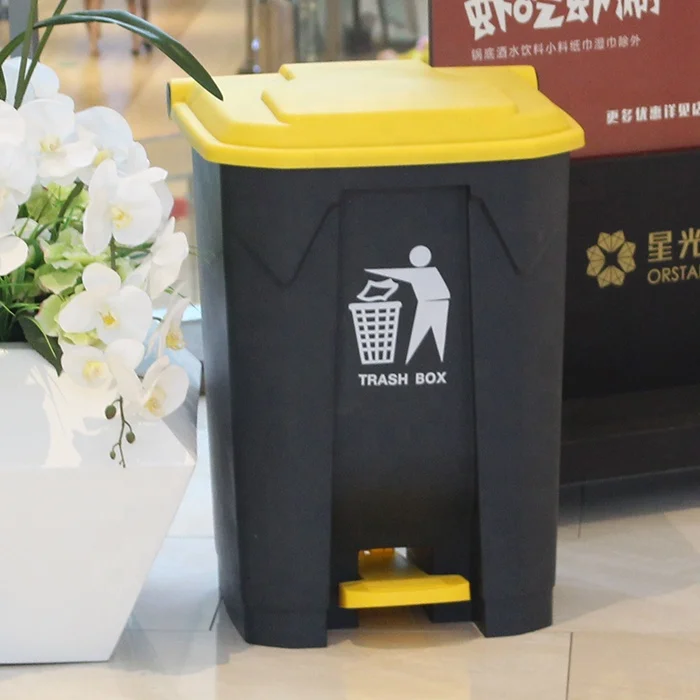 45L Gray Color Foot Pedal Plastic Trash Can garbage bin Recycle Waste Bins Wholesale