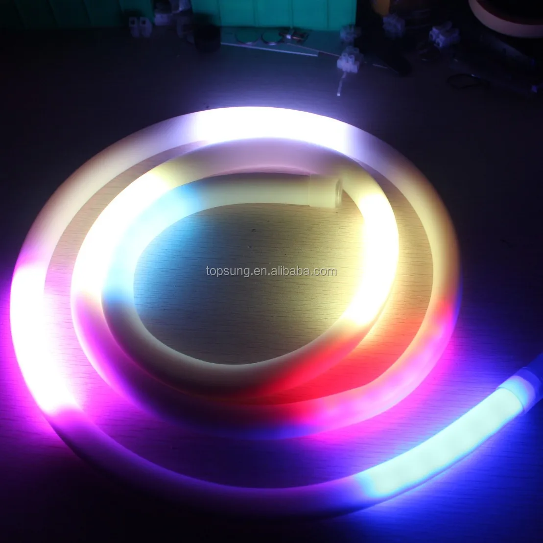 Dynamic Digital LED neo Neon flexible strip lights tube 360 degree 10 pixel per meter 24V RGB rope