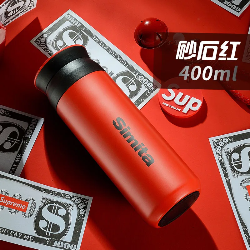 SIMITA Thermos Double Walled 304 Stainless Steel  400ml Water Bottle Portable Modern Fashion Vacuum Flask for Sports Business