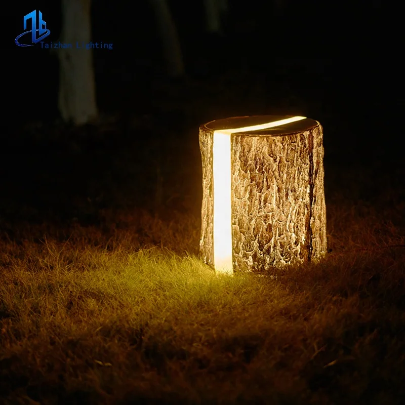 Outdoor New Design tree stump Led Lightdecorative timber pier lawn light garden resin wooden pile landscape lighting