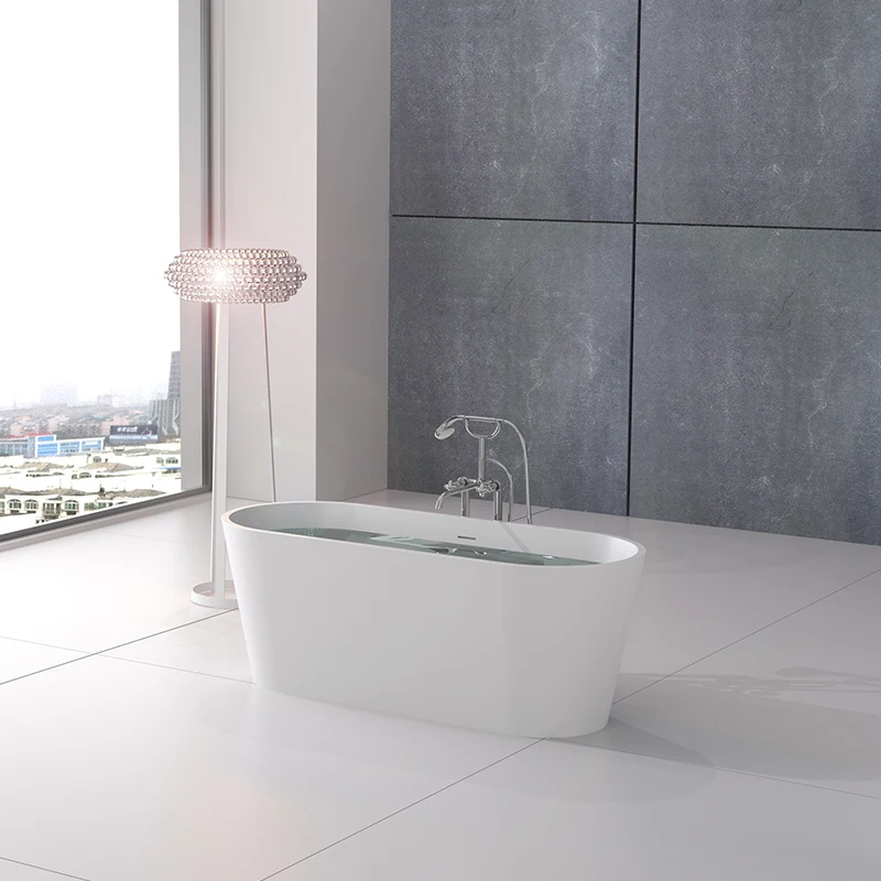 Gold suppliers solid surface natural marble soaker freestanding 1700 mm oval new design acrylic resin stone  bathroom bathtub