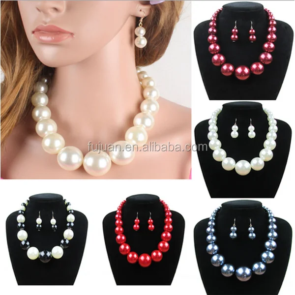 
2016 Custom Beads Big Pearls New Design Pearl Jewelry Set For Wedding 