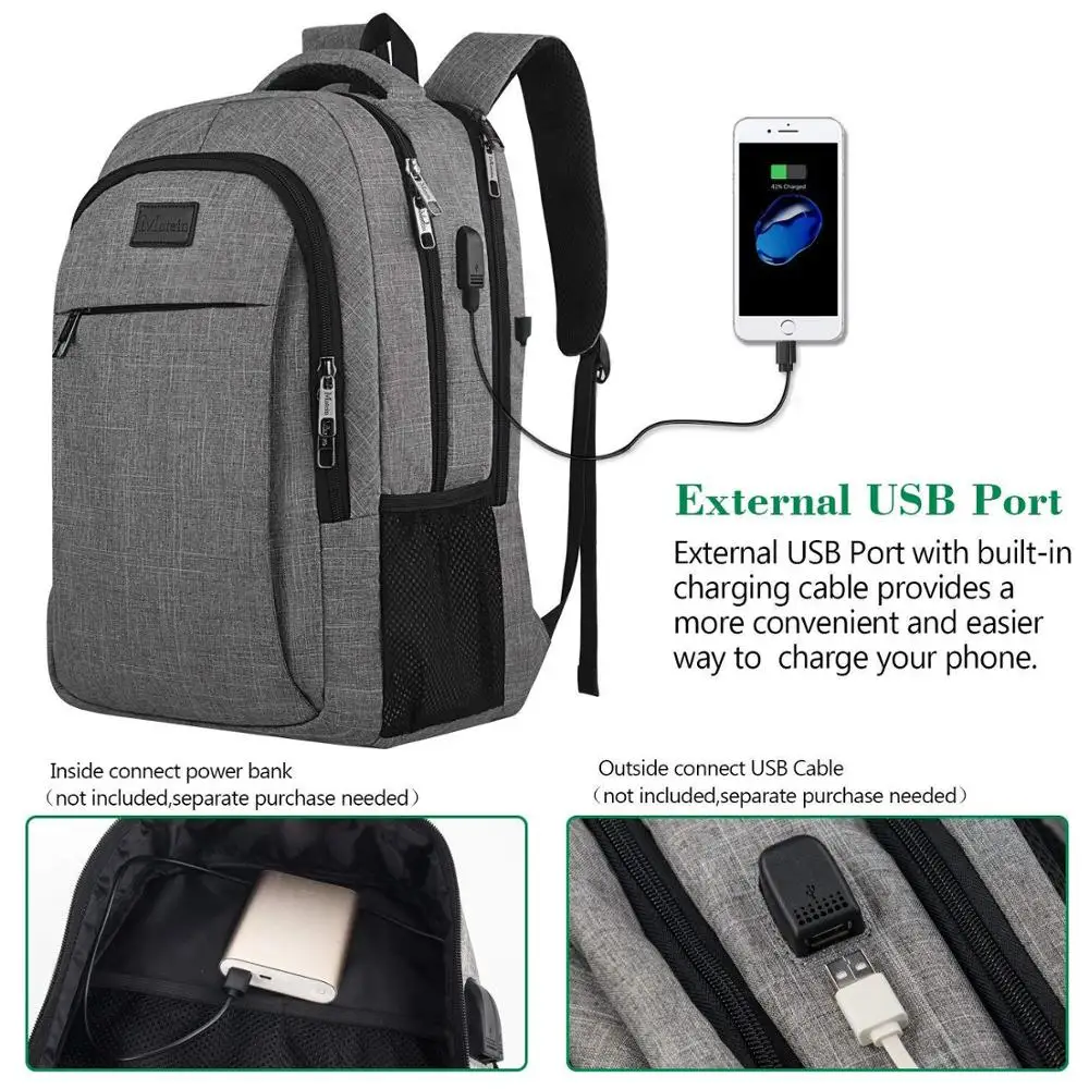 Travel Laptop Backpack,Business Anti Theft Slim Durable Laptops Backpack with USB Charging Port,Water Resistant College bag