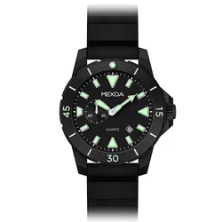 Mexda brand wholesale custom logo quartz movement black silicone band sport man big case Automatic diver watch