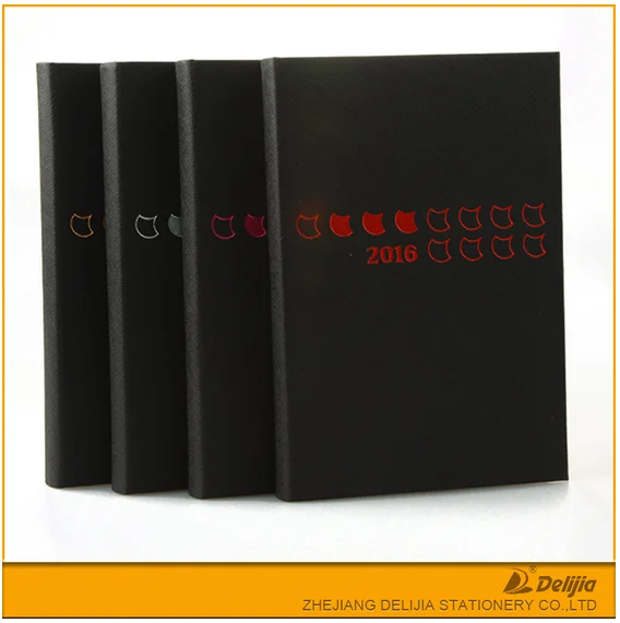 Simple style design PU leather office stationery casebound black note book