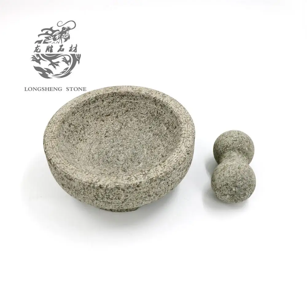 stone 8-inch large natural granite molcajete Rough grinding mortar and pestle 20*9 cm guacamole avocado