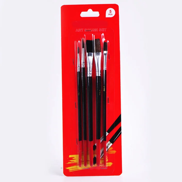 5pcs horse hair kids paint brushes wood painting artist brush