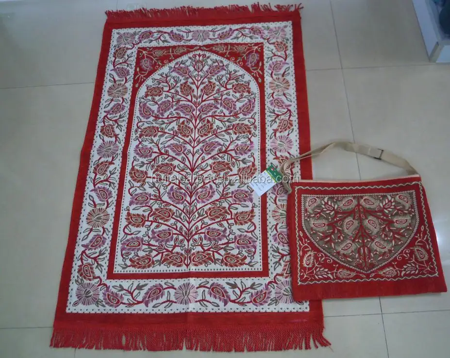 chenille muslim prayer rug with bag Muslim Prayer rugs BT-811
