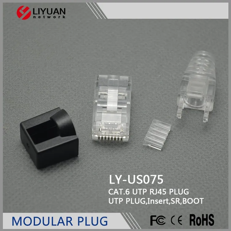 LY-US075 Cat.6 UTP РАЗЪЕМ RJ45 (UTP PLUG Вставки SR и ЗАГРУЗКИ 4 ШТ.)