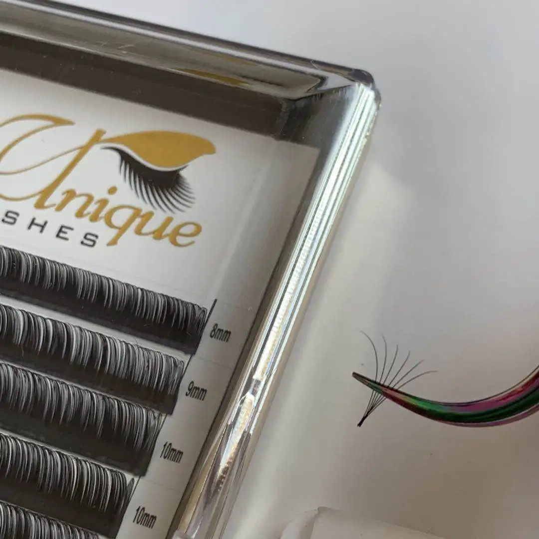 Popular Own brand  easy fanning eyelash private label curl C D  russian volume lashes extensions