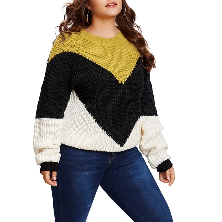 Oversized Colorblock Ladies 100% Wool Peruvian Alpaca Sweater