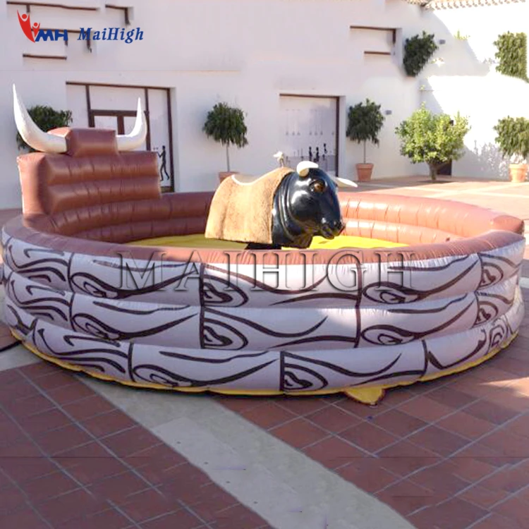 Amusement park inflatable mechanical bull ride game inflatable rodeo bull