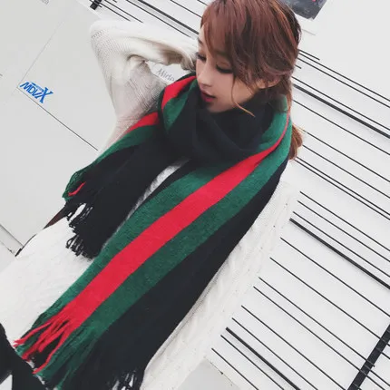 Fashion Scarves Wholesale 200*50Cm Large Acrylic Scarf  Long Students Women Color Striped Tassel Scarf
