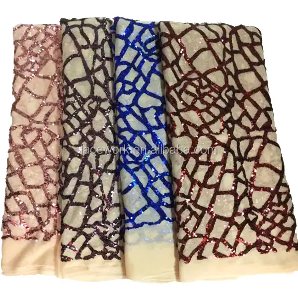 Sequin Embroidery Tulle lace fabric/african sequin lace fabric/french sequin mesh embroidery lace fabric