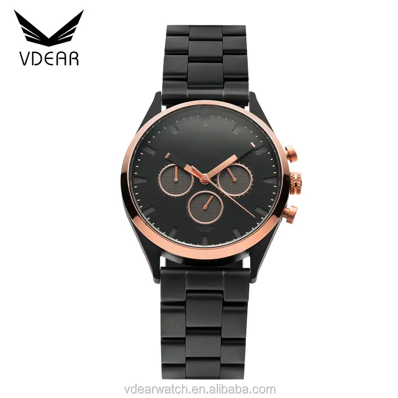 Blank cheap chronograph watches men luxury branded stainless steel chain watch logo custom