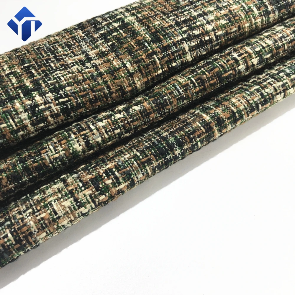 
Woolen acrylic yarn classic design tweed suit woven fabric for women coat 