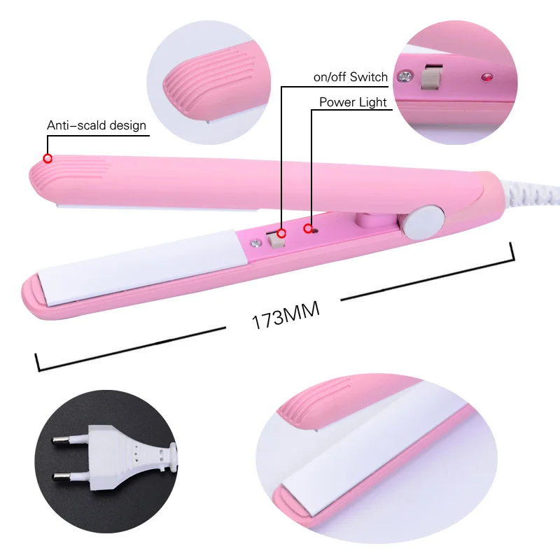 
Pink White Blue Yellow Mini Hairs Flat Iron Curling With EU Plug Salon Styling Tools Fast Hair Straightener Ceramic 