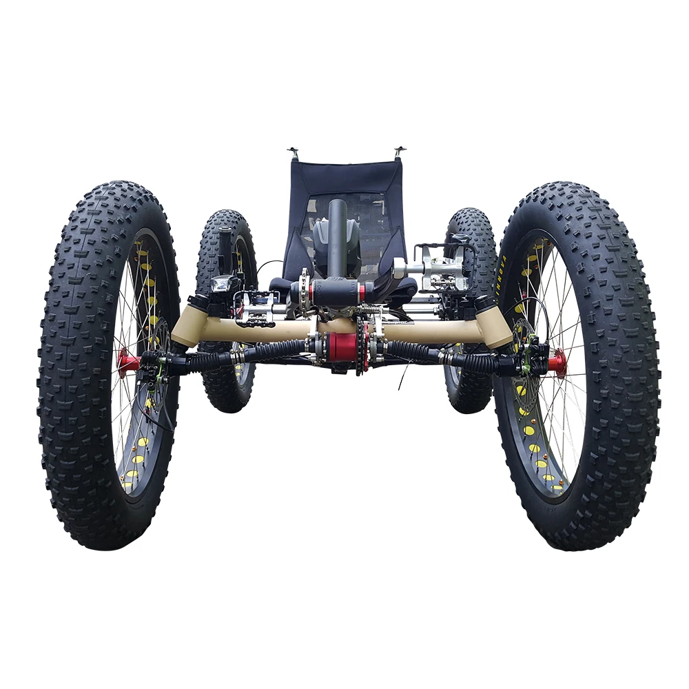 4x4 Off-road 500watt Mid Drive Motor Electric Fat Tyre Recumbent Quadricycle For Sale