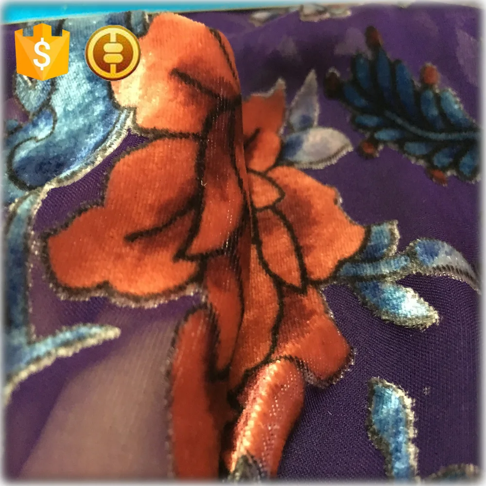 silk velvet fabric burnout floral