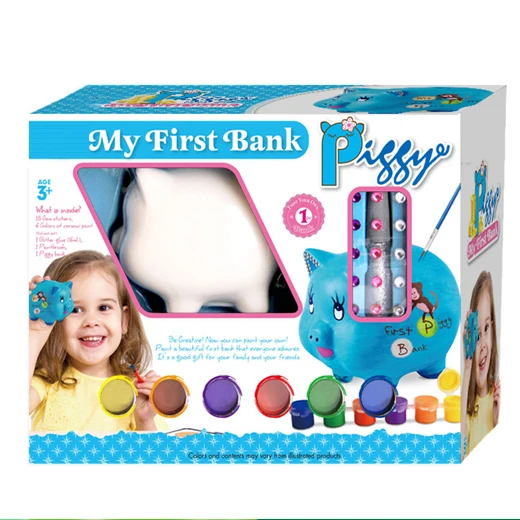 9pkg lovely Kids DIY painting white ceramic piggy bank