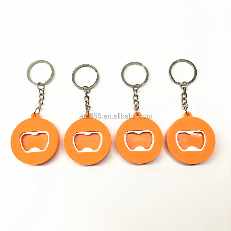 Custom 3D Round Plastic Rubber Soft PVC Bottle Opener Keychain Cheap Beer Bottle Opener Key chain Logo