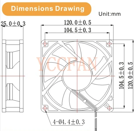 UL RoHS Silent Fan 120mm 120x120x25mm 12volt DC Brushless Fan Cooling Computer
