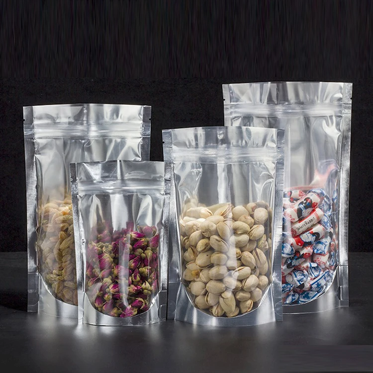 Hot Transparent Coffee Stand Up Zipper Mylar Packaging Bags, Resealable Aluminum Foil OPP Food Custom Plastic Pouch Zip lock Bag