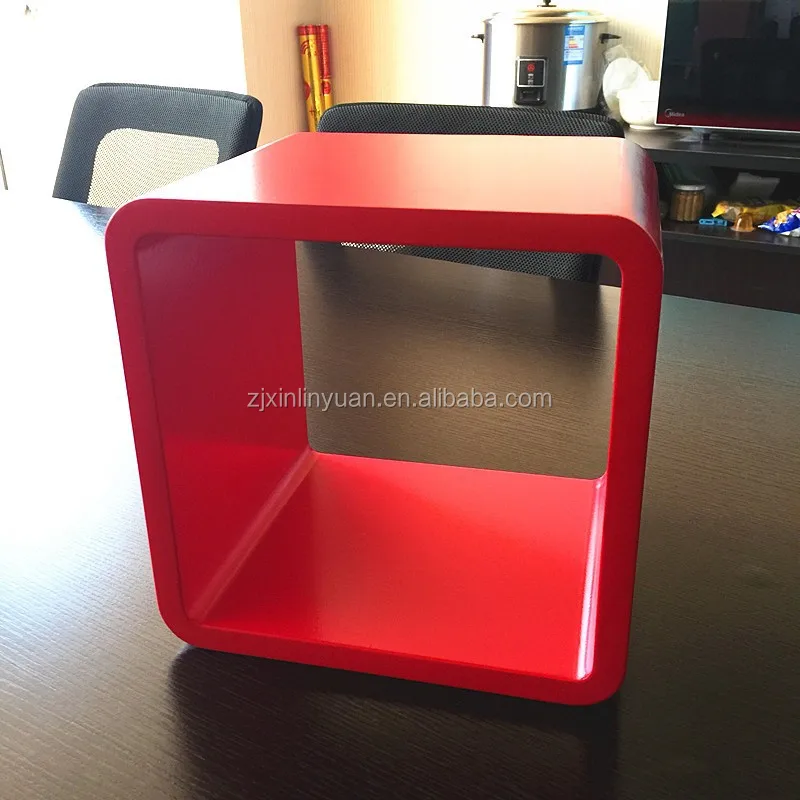 Red singe wooden MDF cube shelf/wall shelves/shelving 26*26*20cm