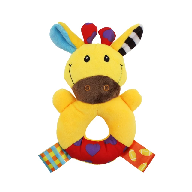 Dolery Hand Bells Plush Animal Shaped Soft Rattle Ring toy for baby