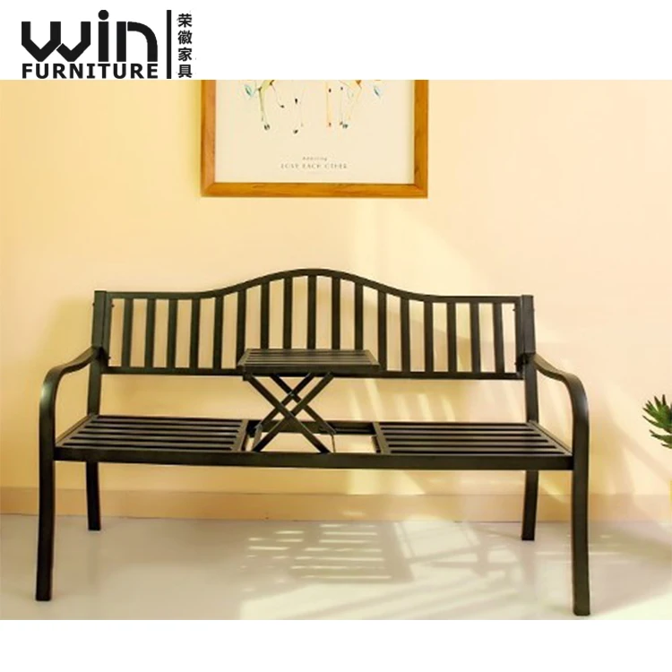 
Low Price Outdoor Steel Resting Bench Cast Iron Courtyard Chair with coffee table 