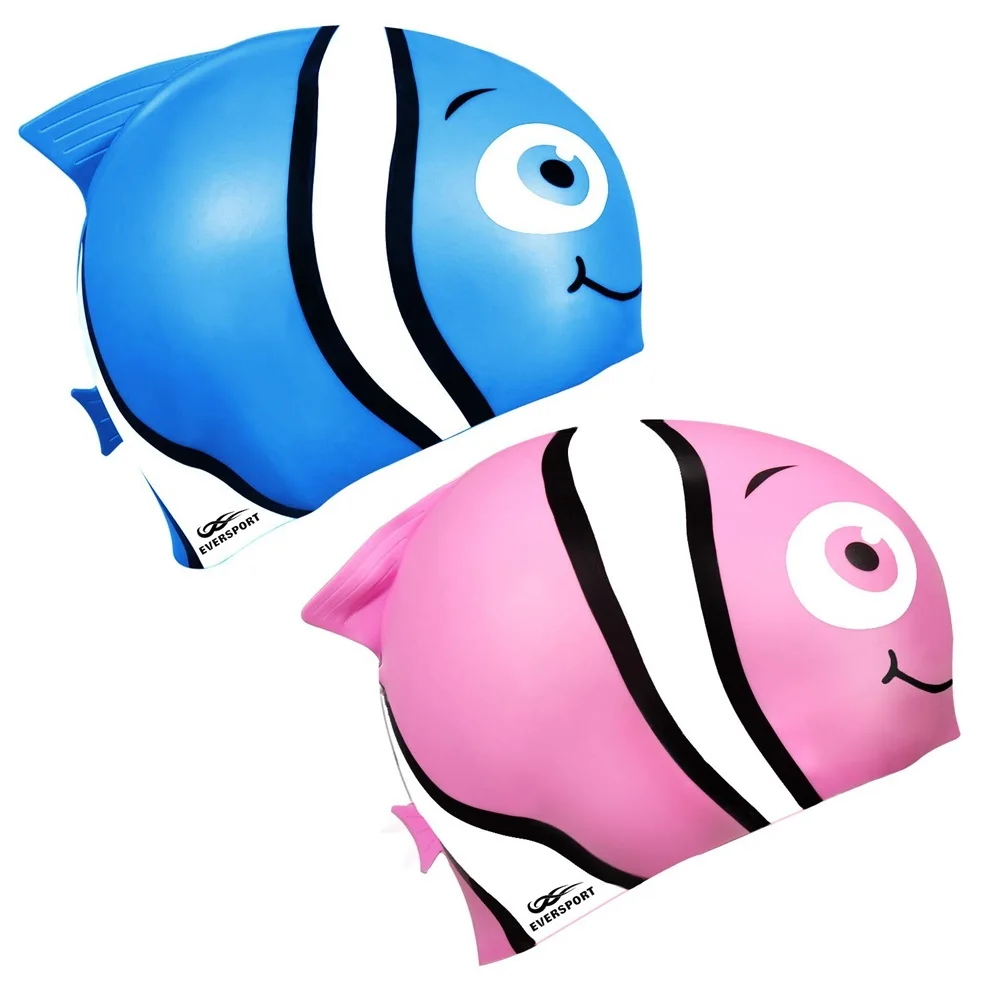 Kids Swim Cap - Fishy Silicone Swimming Cap for Children