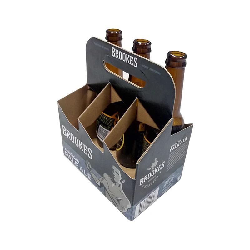 Full printing recyclable  2 4 6 Pack Paper Beer Carrier Box With Handle