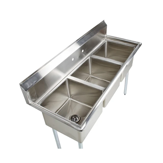 3 Compartment Free Standing Commercial Stainless Steel Sink Wash sinkTable