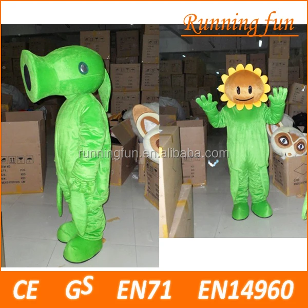 Hot selling CE funny pea shooter mascot costume,plants vs zombie costumes