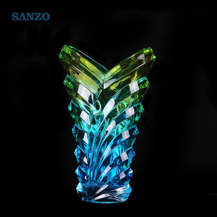Sanzo Custom Glassware Manufacturer frosted bottle round colour glass vase mini glass vase