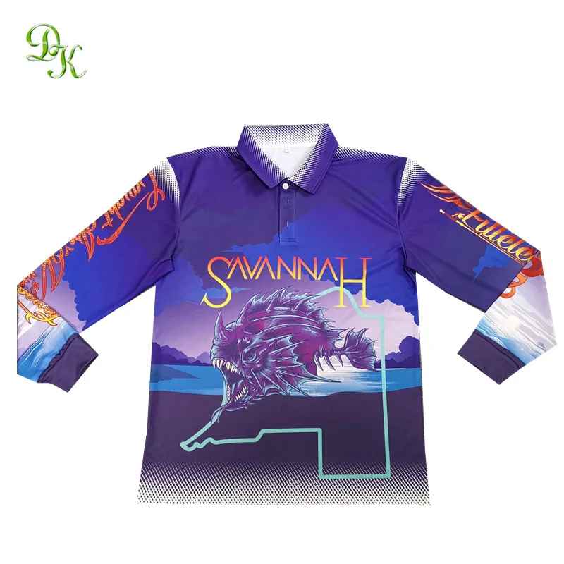uv protection quick dry long sleeve sublimated fishing jerseys