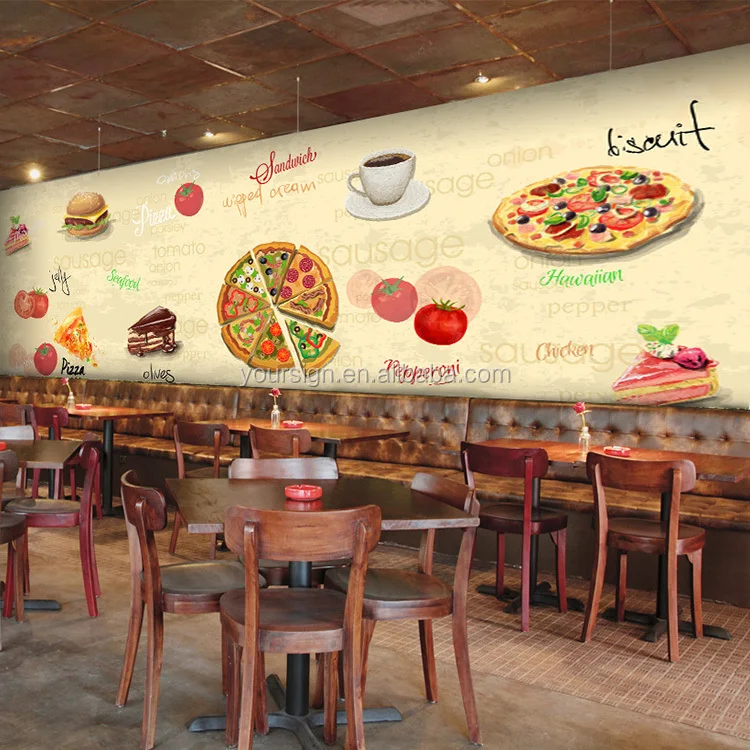 custom printed 3d mural wall paper decor for restaurant