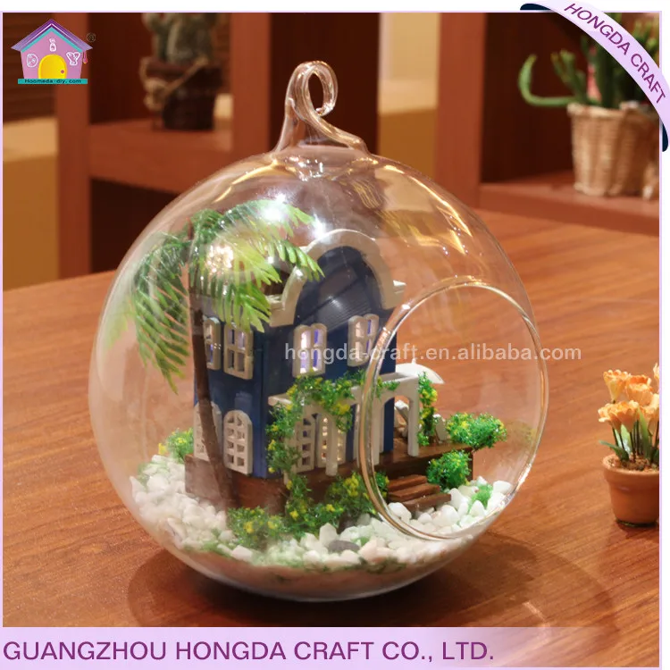 Hongda Handmade Glass Ball Diy Dollhouse Home Decor Accessories Model Miniature House Pendant
