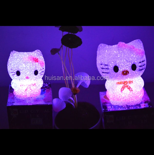 LED hello kitty night lamp  EVA LED changing color night light  Crystal hello Kitty lamp
