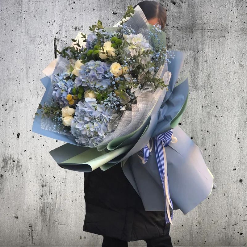 
100% waterproof 58*58CM Flower Mini bouquet wrapper Korean style 2 colors two sides paper 