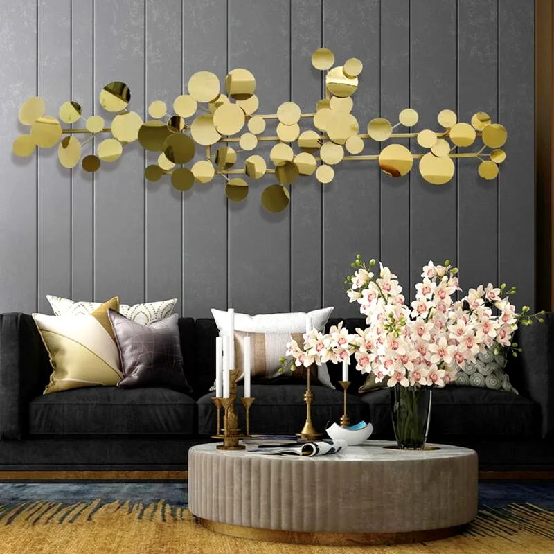 Роскошный Золотой стержень из нержавеющей стали и пластина для украшения стен гостиной