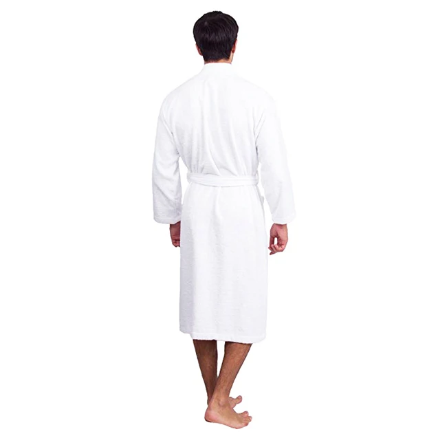Custom Logo Shawl Collar White 100% Cotton Home & Hotel Terry Bath Robe
