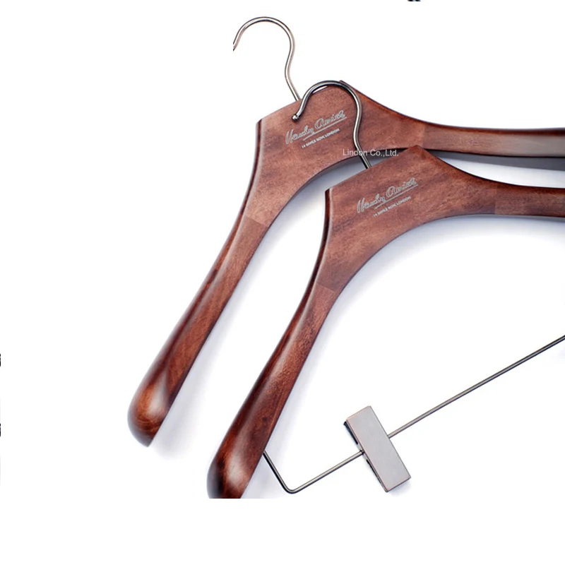 Personalized Brand Fur Heavy Duty Antique Brass Wooden Coat Hangers