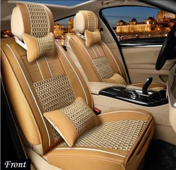 High Quality 5D Fashion PU Leather Full Set Car Seat Cover for Car Seat Protector with Black with Red Ice Silk Car Seat Covers