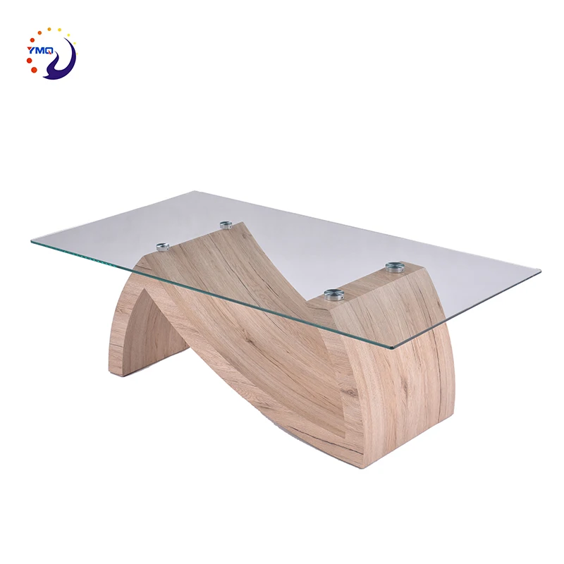 Living room furniture MDF wooden tea table design glass coffee table