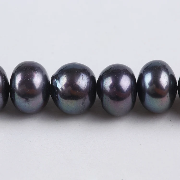 wholesaler 12-13mm black peacock green  button pearl for jewelry making