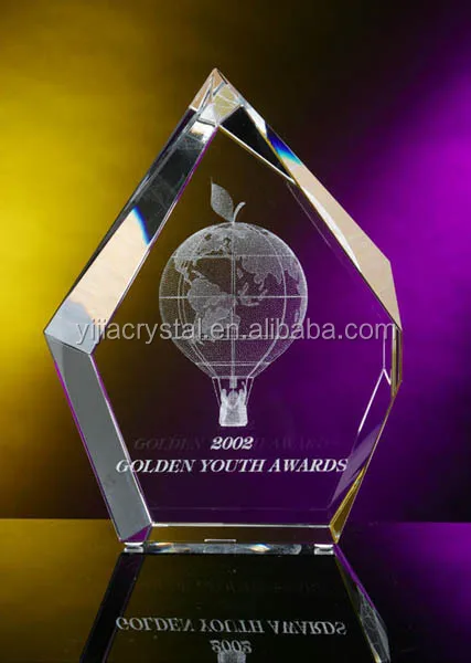 Blank Beveled Shield Crystal Plaque with Base;Beveling K9 Crystal Glass Block for Trophy Making;Clear Crystal Blank Award