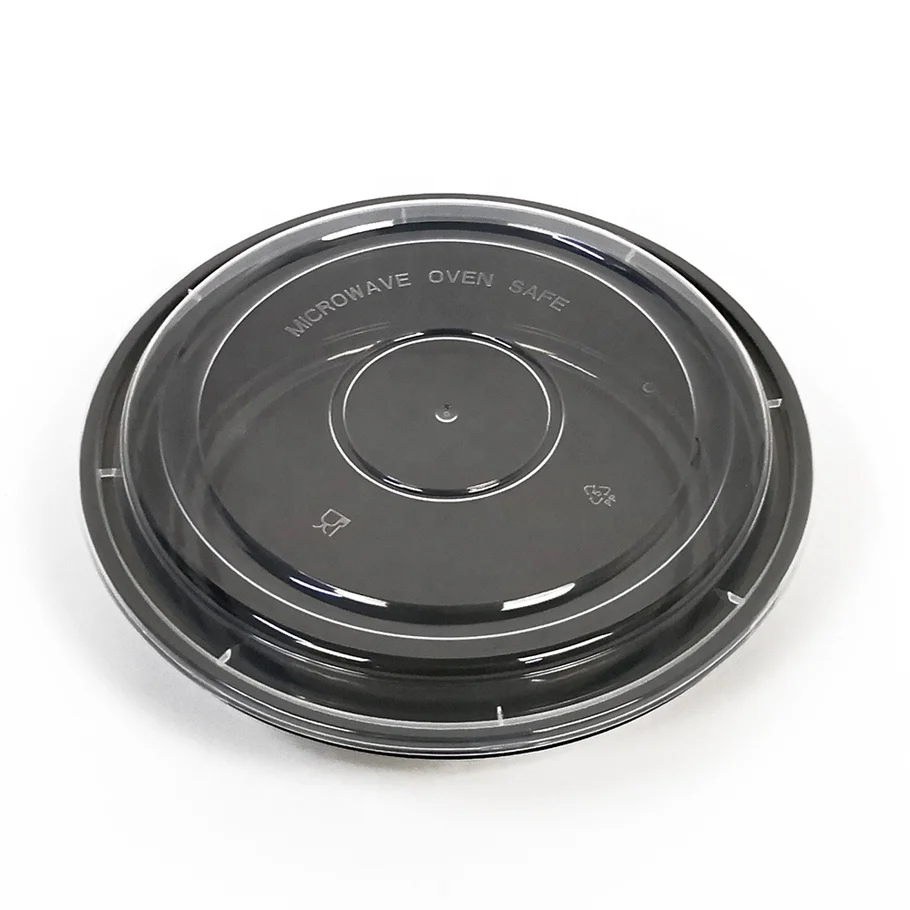 black container round plastic togo containers  packaging food