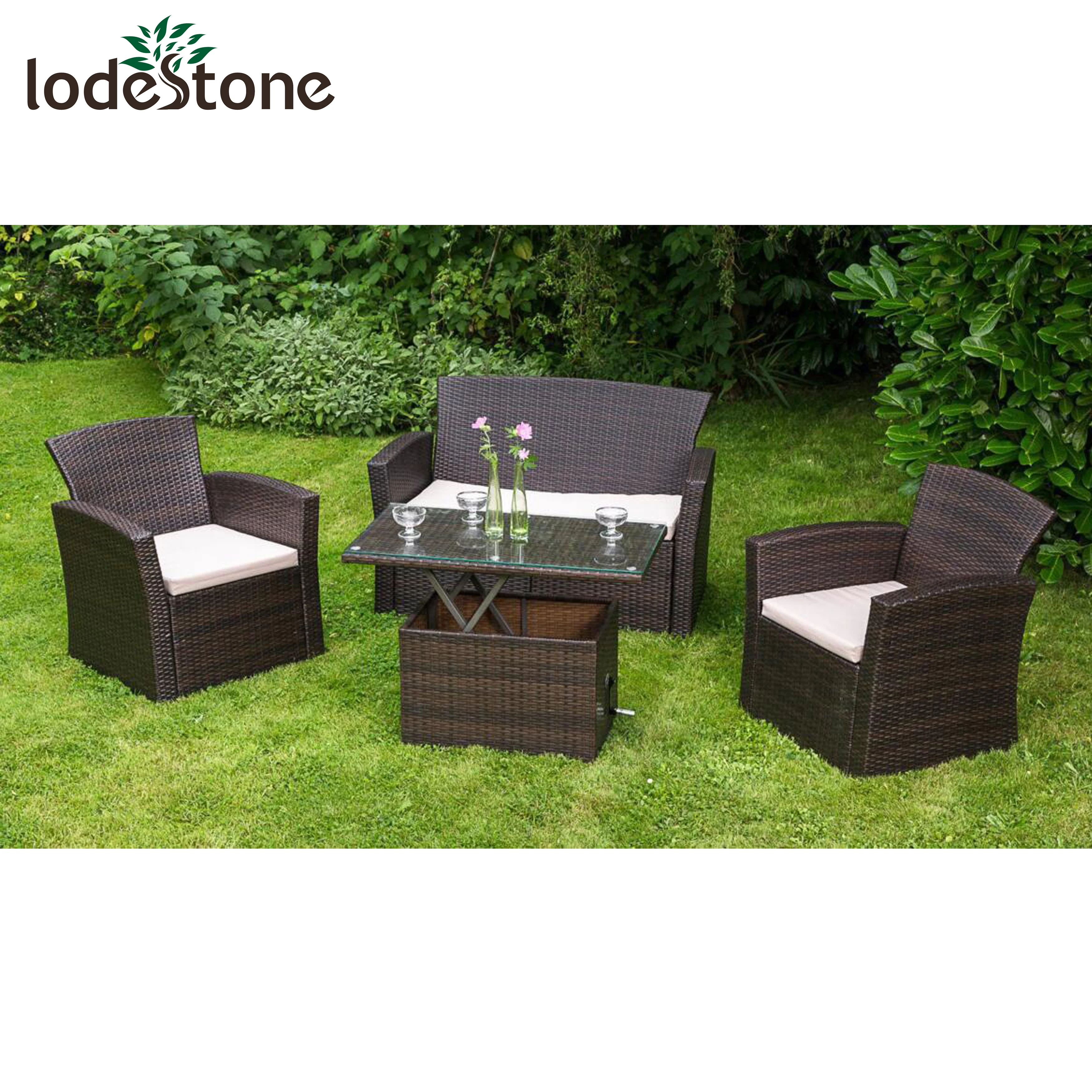 4pcs High Quality Outdoor Plastic Wikcer Sofa Set Garden Furniture Rattan Sofa Sets