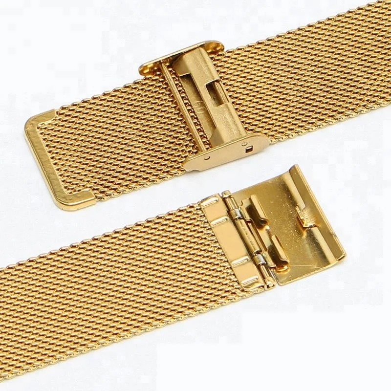 Hot sale 12 14 16 18 20 22 24 MM 0.6 coarse 304 stainless steel mesh watch band with quick release smart watch replacement bands
